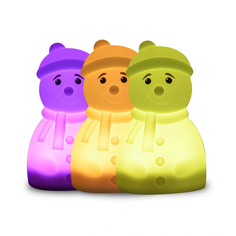Custom Unique Silicone Snowman night light Colorful Gradient Baby Led Tap Night Light For Kids