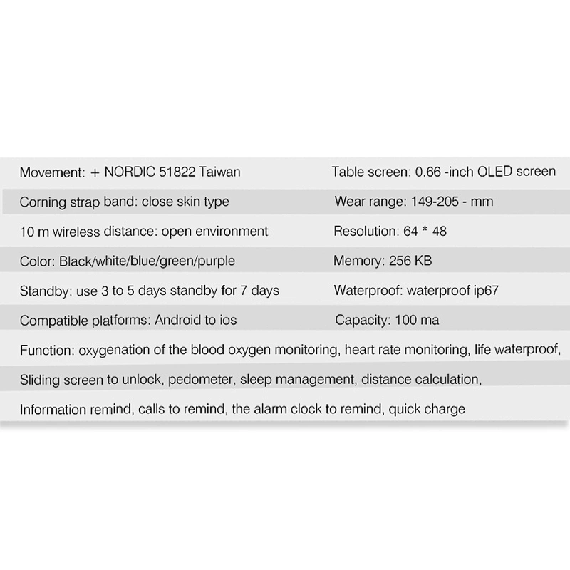 A88+ IP67 Waterproof  OLED Touch Screen Heart Rate Monitor smart band wristband bracelet