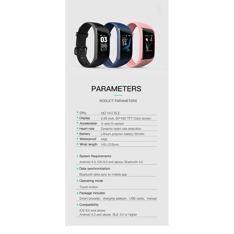 S4C multi sports modes calorie distance smart watch IP68 waterproof smart bracelet for women