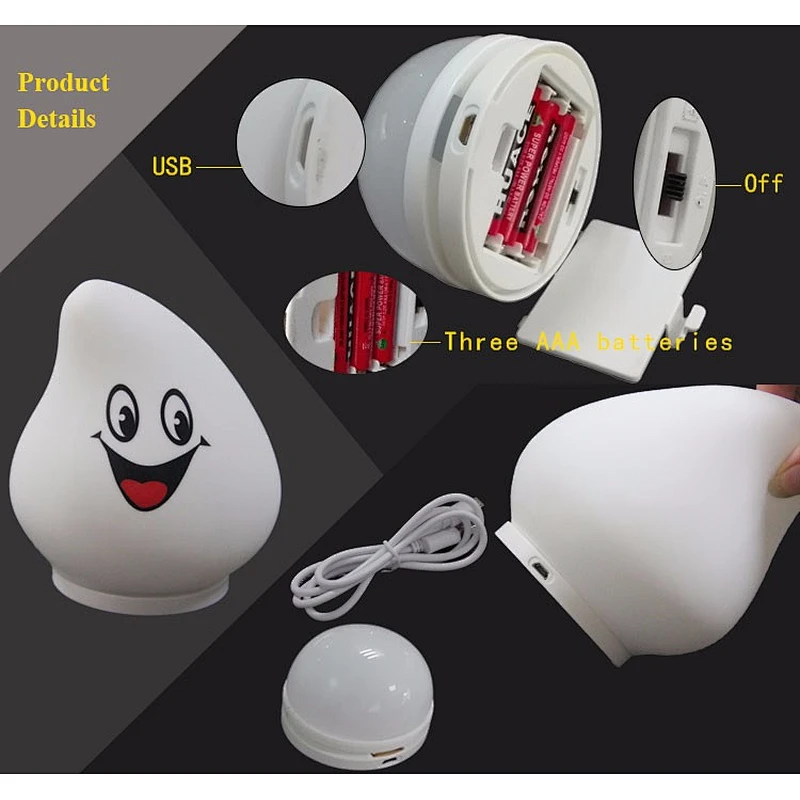 Hot Sale night light for kids idea especially color changing usb silicone Baby Girls