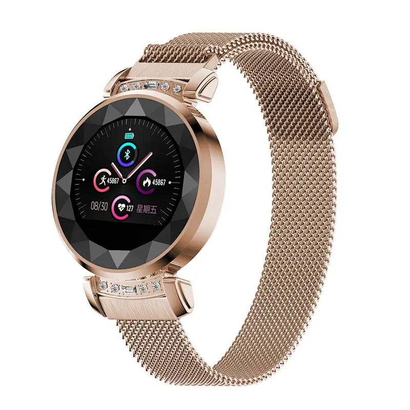 SL08 women smart watch crystal glass steel case multi sport tracker wristband sleeping monitor watch
