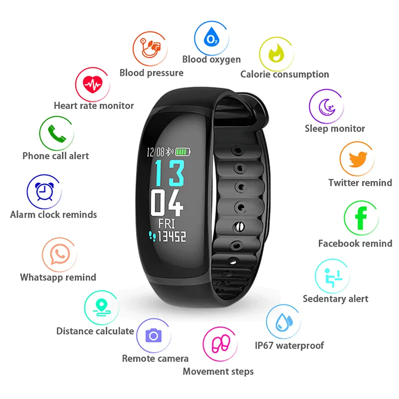 Blood Pressure Monitor B70 Smart Band Heart Rate Bluetooth Fitness Tracker Waterproof Smart Bracelet