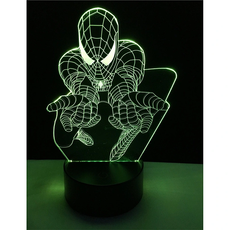 New arrive 3D Illusion effect spider man table lighting LED kids night lights with ABS base