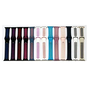 Two-tone Silicone Breathable Replacement Sport Strap For Wristband Bracelet Apple Watch BandsSilicone Strap