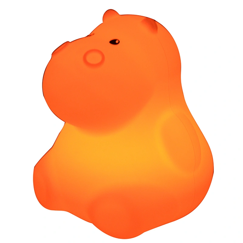 Colors Changing 3D LED RGB 9 Light  Kids Baby Silicone Hippo Shape Night Lights With USB Cable