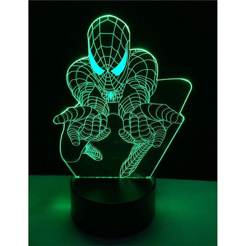 New arrive 3D Illusion effect spider man table lighting LED kids night lights with ABS base