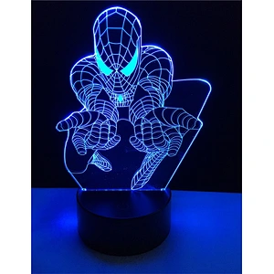 New arrive 3D Illusion effect spider man table lighting LED kids night lights with ABS base