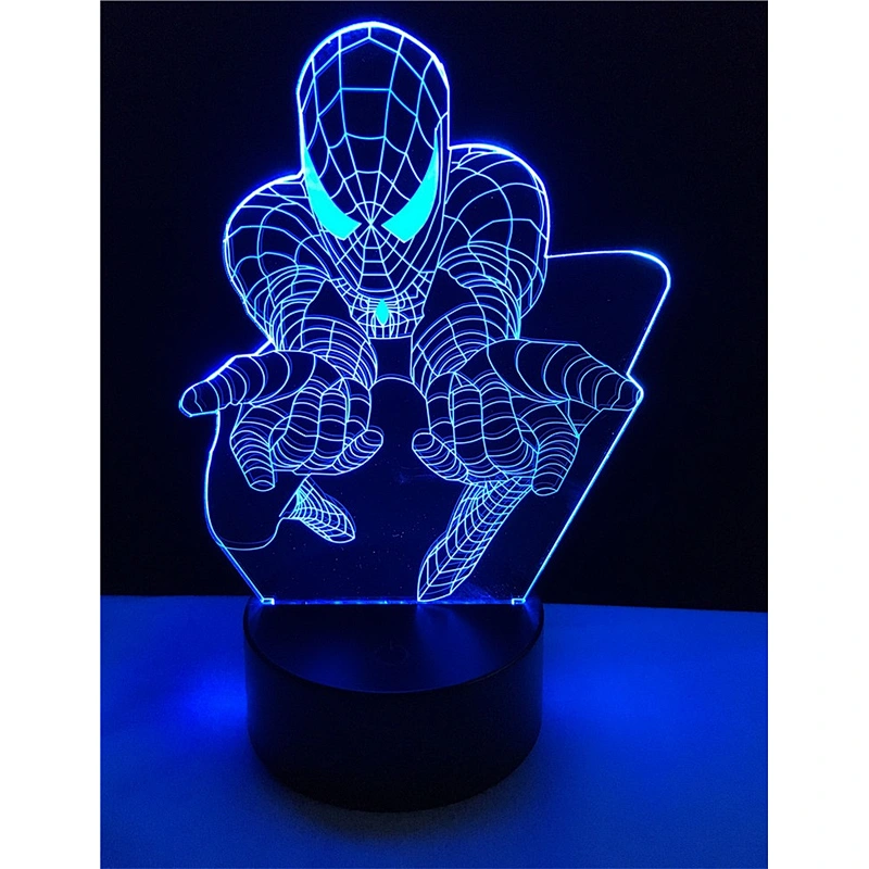New arrive 3D Illusion effect spider man table lighting LED kids night lights with ABS base