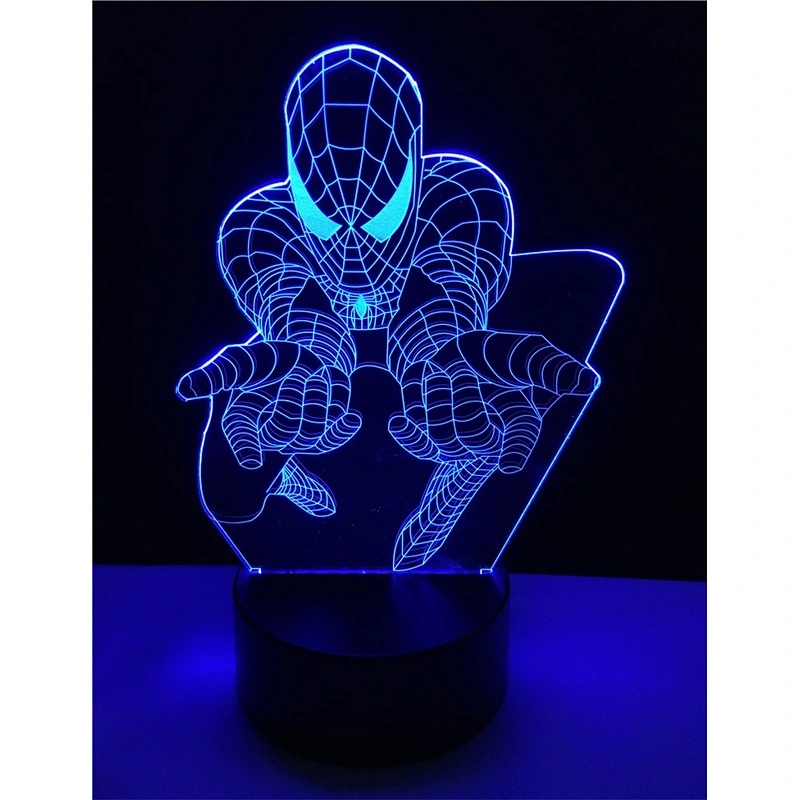 New arrive 3D Illusion effect spider man table lighting LED kids night lights with ABS base
