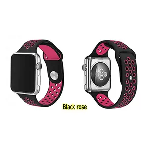 Two-tone Silicone Breathable Replacement Sport Strap For Wristband Bracelet Apple Watch BandsSilicone Strap
