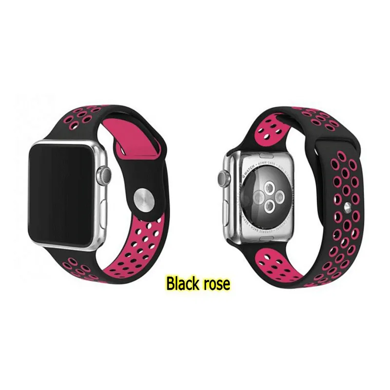 Two-tone Silicone Breathable Replacement Sport Strap For Wristband Bracelet Apple Watch BandsSilicone Strap