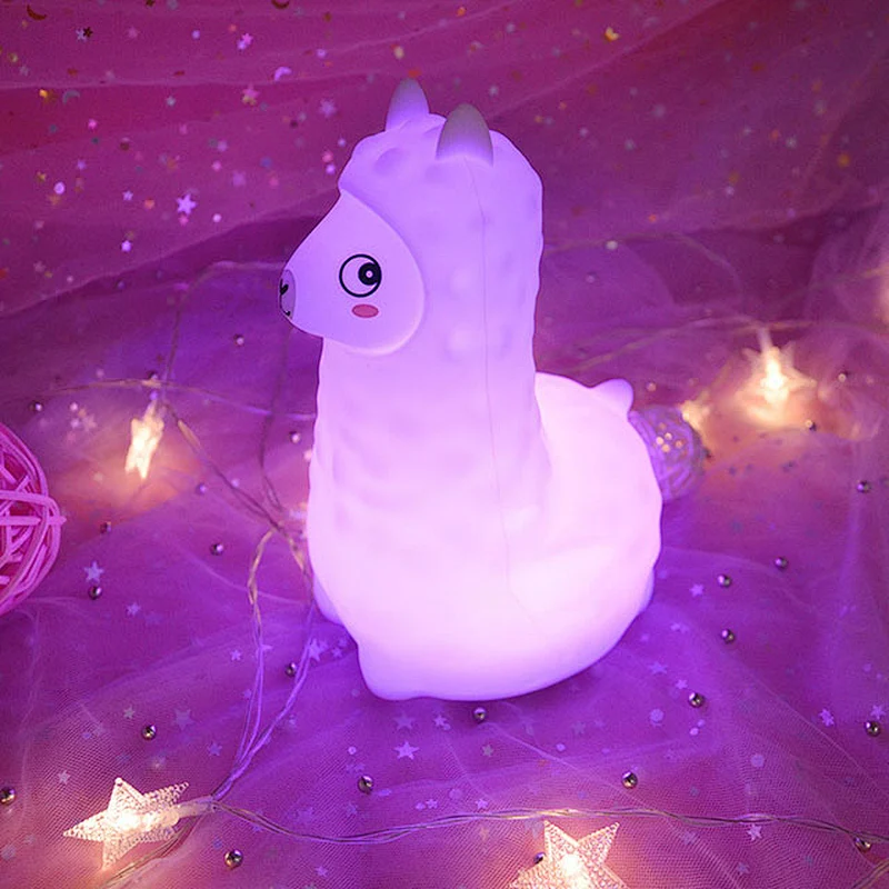 Children Favor Custom Alpaca LED Night Light Toy Silicone Kids for Bedroom