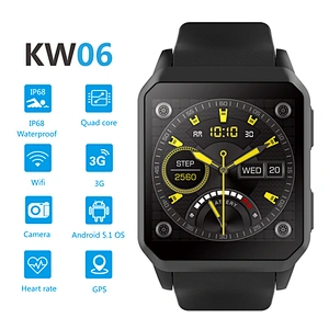 New Style Waterproof KW06 Smart Watch 3G WiFi Watch Phone With Camera GPS SIM Heart Rate Monitor Mobile Phone
