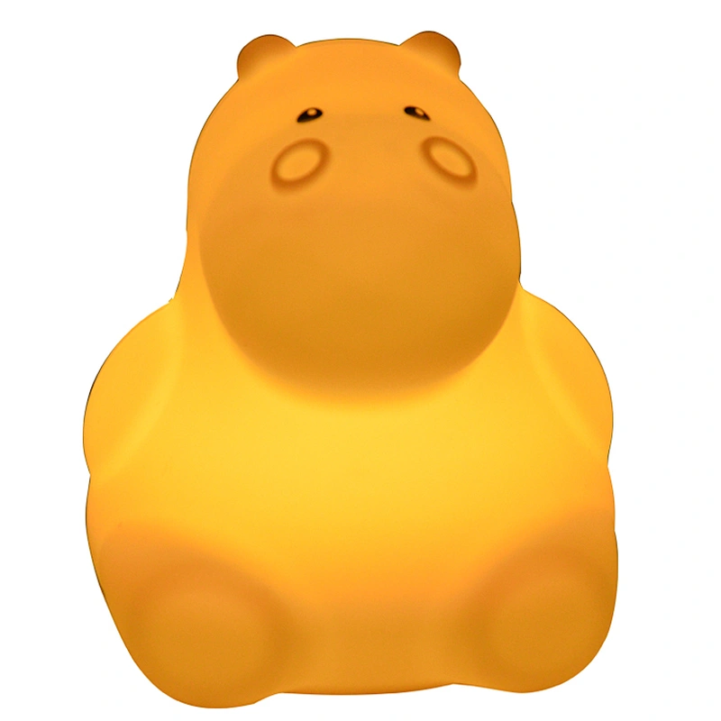 Colors Changing 3D LED RGB 9 Light  Kids Baby Silicone Hippo Shape Night Lights With USB Cable