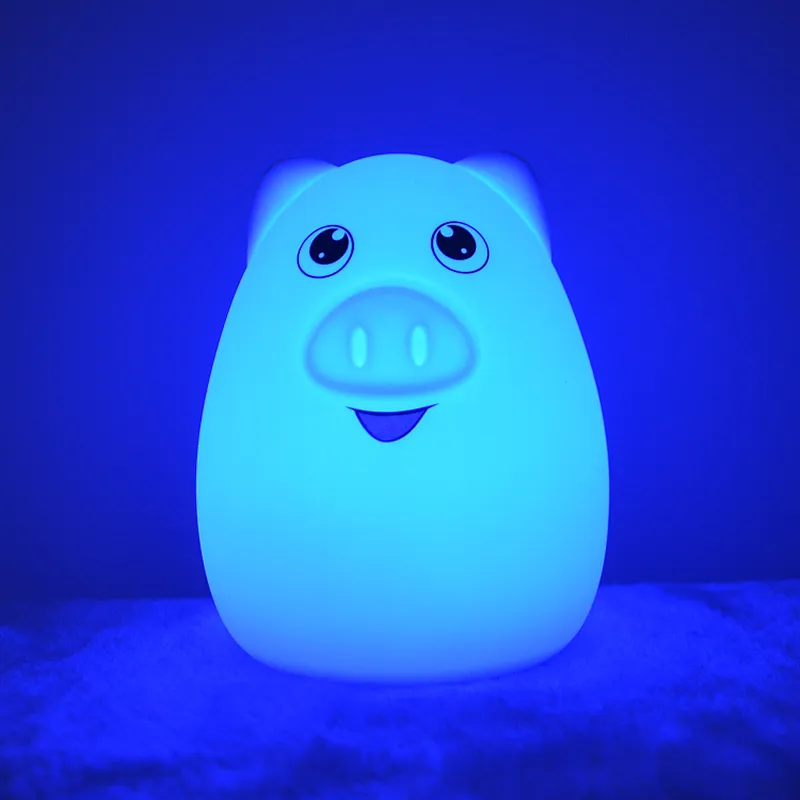 New Design Multiple Colors OEM/ODM Friendly Animal Piggy Silicone Baby 3D LED Night Lights From China