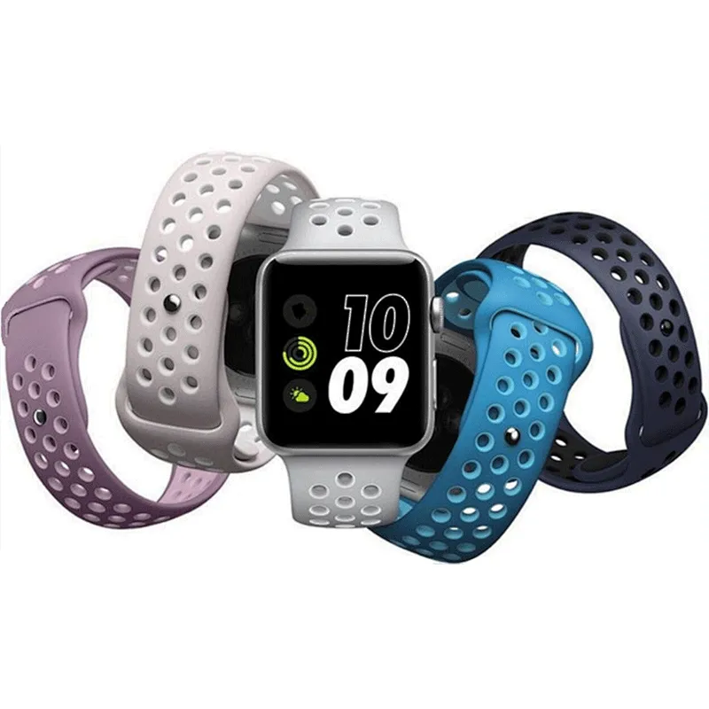 Two-tone Silicone Breathable Replacement Sport Strap For Wristband Bracelet Apple Watch BandsSilicone Strap
