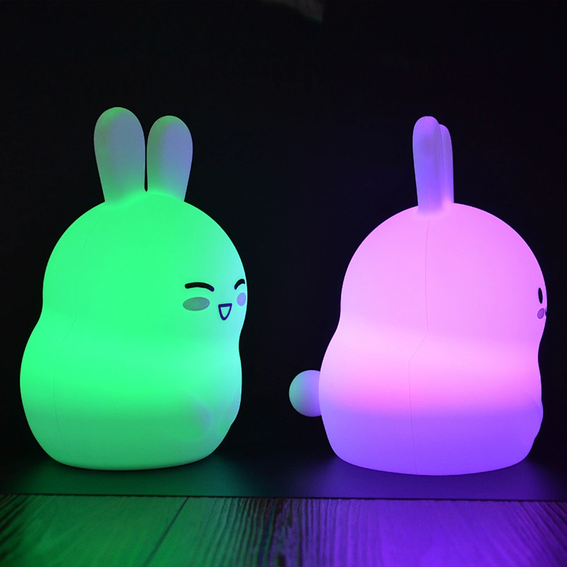 Portable cute animal silicone night light colorful rechargeable night lamp for kids