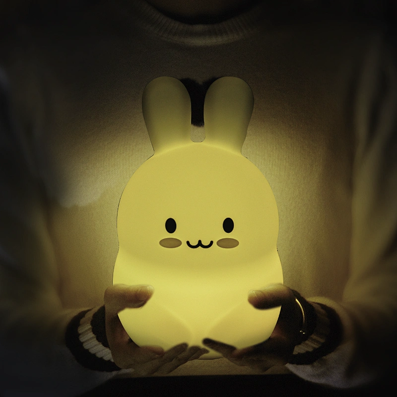 Portable cute animal silicone night light colorful rechargeable night lamp for kids