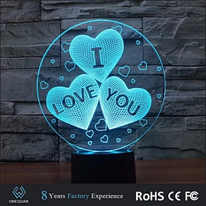 New Led Night Light valentines day gifts color changeable I Love You 3d Led Night Light