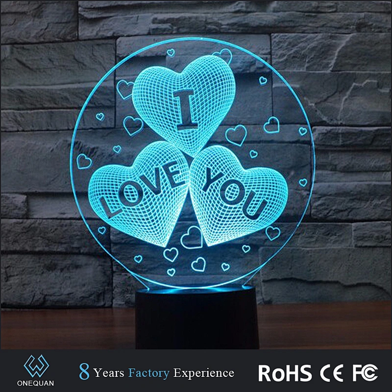 New Led Night Light valentines day gifts color changeable I Love You 3d Led Night Light
