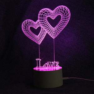 Hot selling 2019 hot 3D lights Heart shape 3d baby night light sleeping lighting