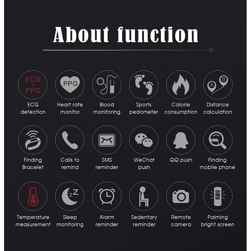 Nice looking B9 Heart Rate Monitor ECG Blood Pressure Color Touch Screen Fitness Tracker smart band wristband bracelet
