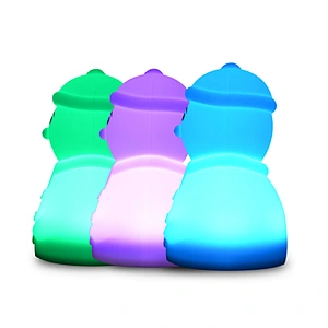 Custom Unique Silicone Snowman night light Colorful Gradient Baby Led Tap Night Light For Kids