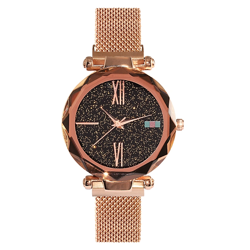 2019 high quality Luxury Women Wrist Watches Rose Gold Ladies Magnetic Star table Diamond Dial Quartz Watch