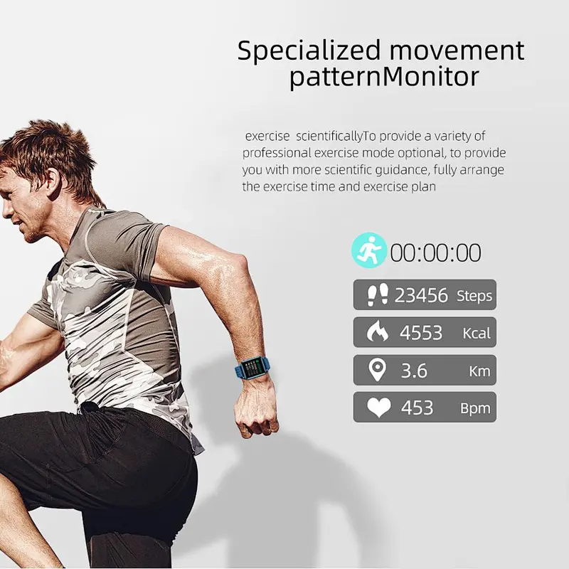 P8 Blood Pressure OLED Touch Screen Waterproof wristwatch with Heart Rate Monitor Health Bracelet for iOS Android