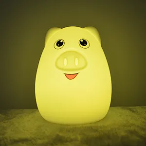 New Design Multiple Colors OEM/ODM Friendly Animal Piggy Silicone Baby 3D LED Night Lights From China
