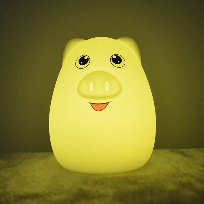 New Design Multiple Colors OEM/ODM Friendly Animal Piggy Silicone Baby 3D LED Night Lights From China