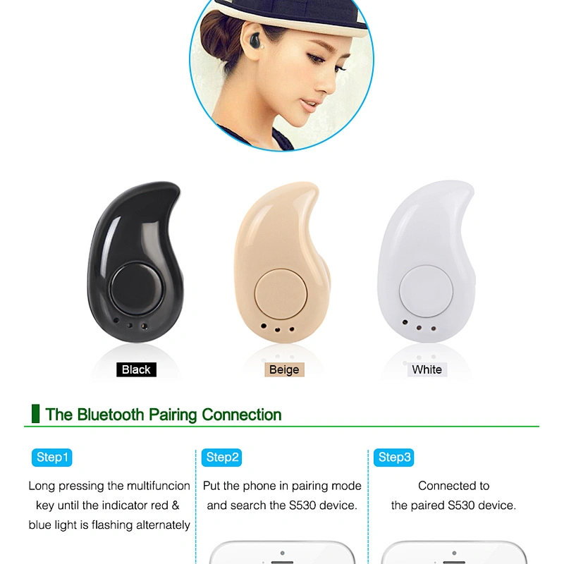 Security invisible Bluetooth Earphone, Stereo Wireless Earphone, Earphone Bluetooth
