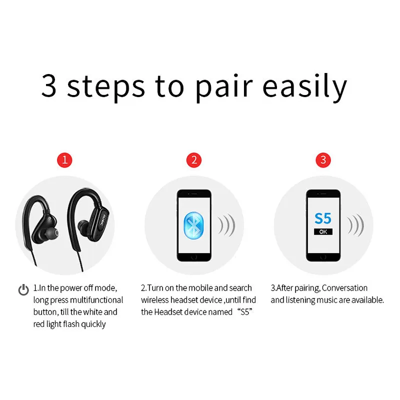 Cheapest Music Play Wireless Headphone  s5 Sports Magnetic Earphones
