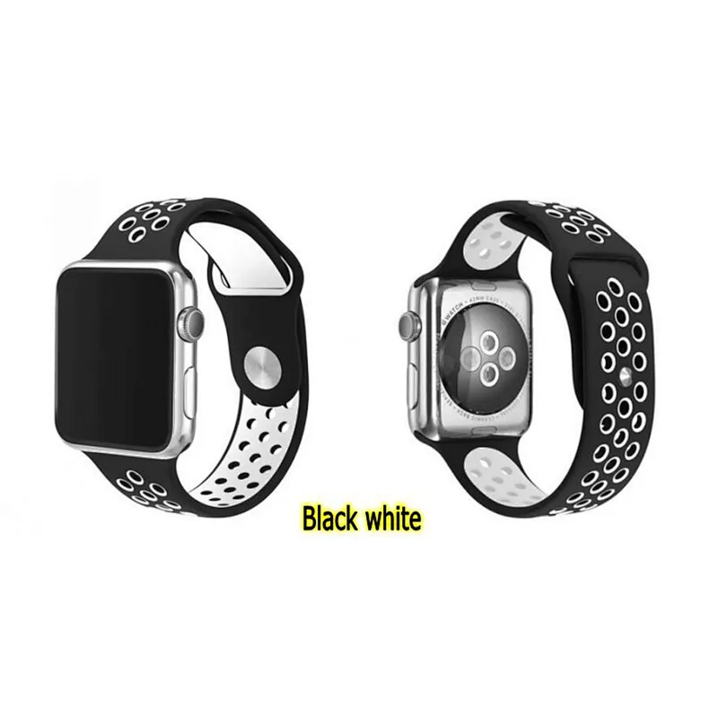 Two-tone Silicone Breathable Replacement Sport Strap For Wristband Bracelet Apple Watch BandsSilicone Strap