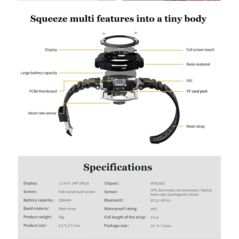 DT97 GPS Bluetooth Calling Outdoor smart watch Multisport tracking smart bracelet