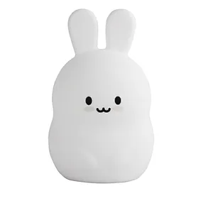 Portable cute animal silicone night light colorful rechargeable night lamp for kids