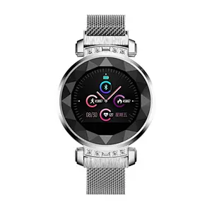SL08 women smart watch crystal glass steel case multi sport tracker wristband sleeping monitor watch