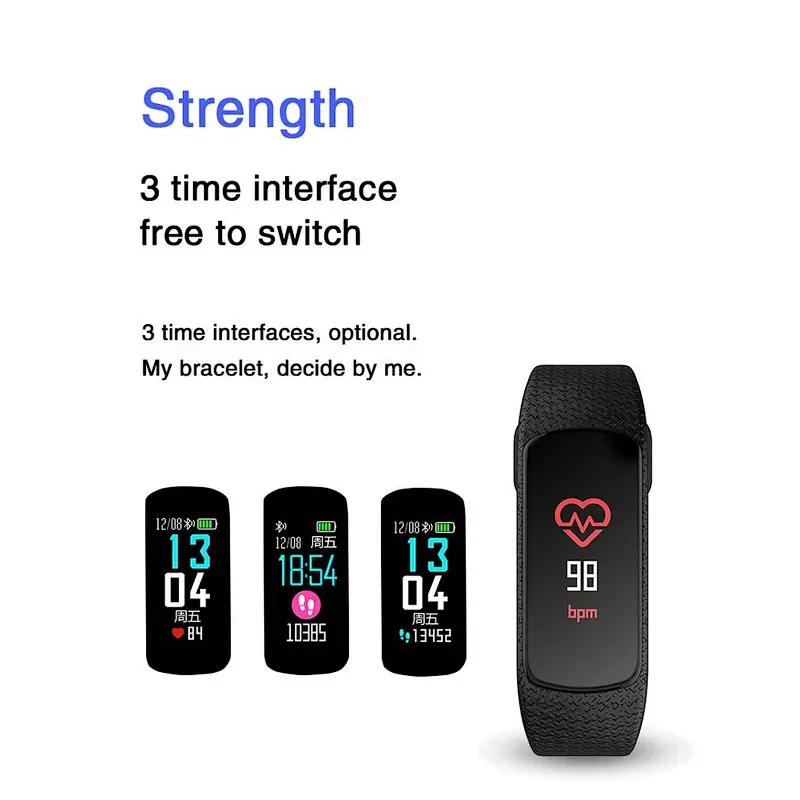 B63 Color Screen Smart Wristband Heart Rate Monitor Fitness Tracker Smart Bracelet With IP67 Waterproof