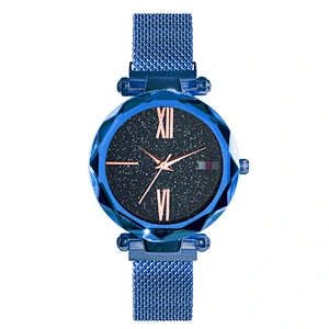 2019 high quality Luxury Women Wrist Watches Rose Gold Ladies Magnetic Star table Diamond Dial Quartz Watch
