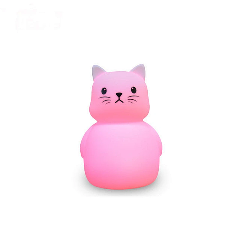 7 Colors Cat Led Children Silicone Soft Cartoon Led Night Light For Baby Nursery Breathing