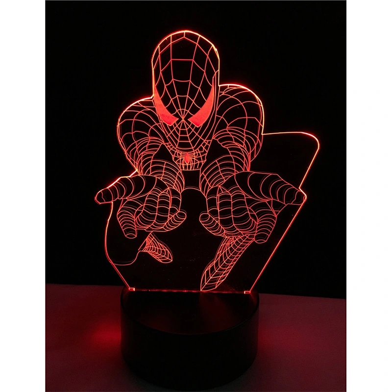 New arrive 3D Illusion effect spider man table lighting LED kids night lights with ABS base