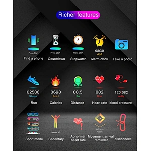 IP68 Fitness Tracker Blood Pressure Heat Rate Monitor Smart Watch Blood Oxygen Sleep Monitor Pedometer Watch for Women