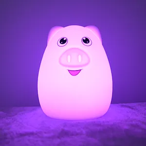 New Design Multiple Colors OEM/ODM Friendly Animal Piggy Silicone Baby 3D LED Night Lights From China