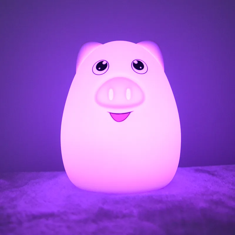 New Design Multiple Colors OEM/ODM Friendly Animal Piggy Silicone Baby 3D LED Night Lights From China