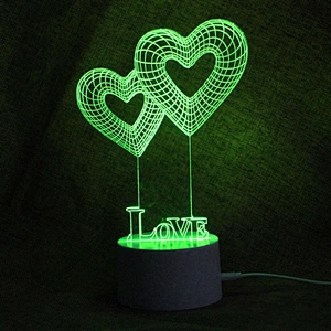 Hot selling 2019 hot 3D lights Heart shape 3d baby night light sleeping lighting