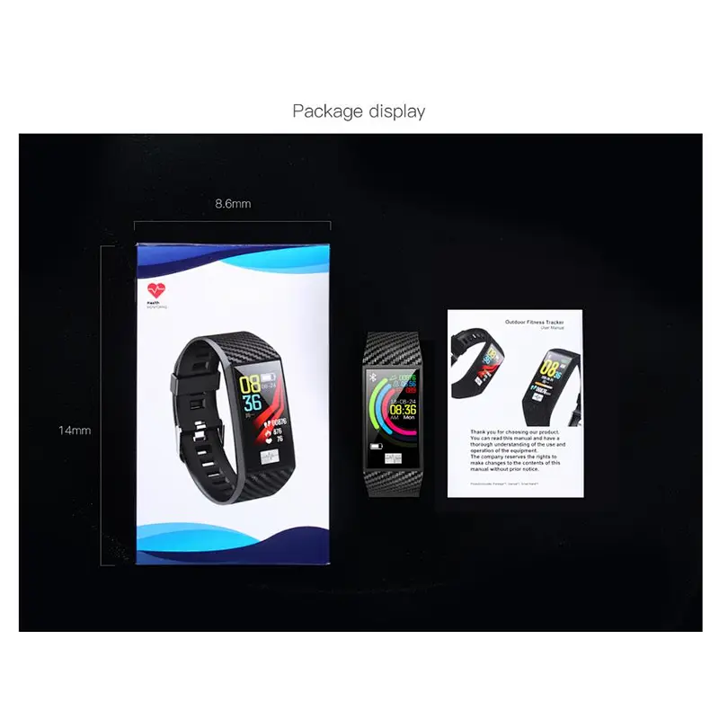 1.14 inch large screen fitness tracker DT58 smart bracelet ECG+PPG monitor outdoor mode IP68 waterproof sports watch