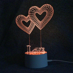 Hot selling 2019 hot 3D lights Heart shape 3d baby night light sleeping lighting