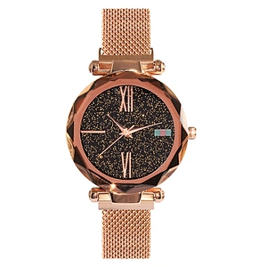 2019 high quality Luxury Women Wrist Watches Rose Gold Ladies Magnetic Star table Diamond Dial Quartz Watch