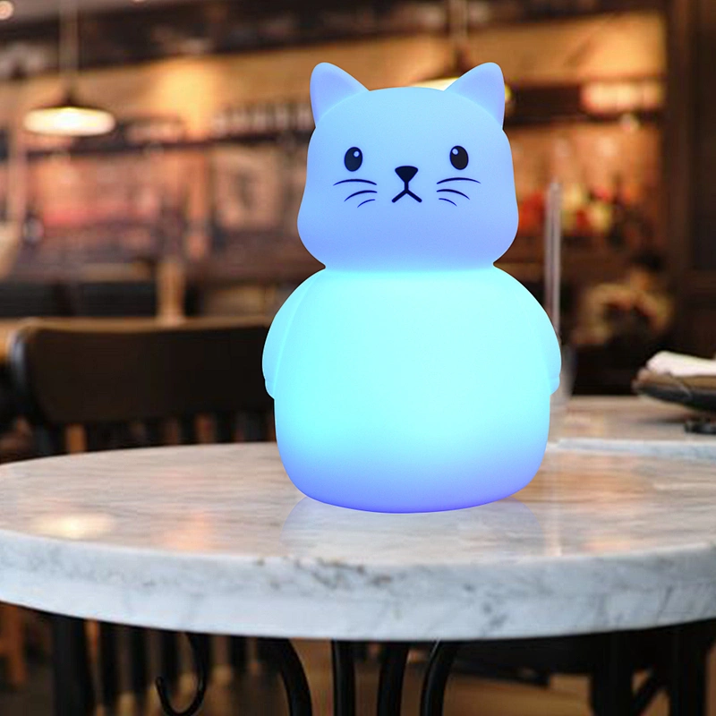 7 Colors Cat Led Children Silicone Soft Cartoon Led Night Light For Baby Nursery Breathing