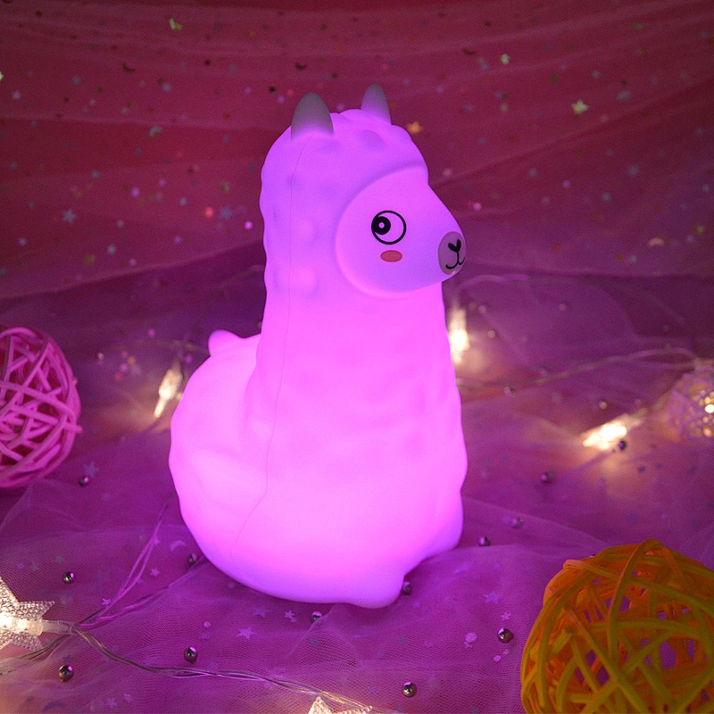 Children Favor Custom Alpaca LED Night Light Toy Silicone Kids for Bedroom